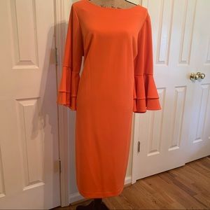 Calvin Klein Double Tiered Bell Sleeve Dress